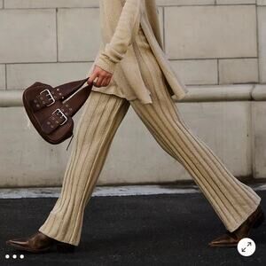 Free People Beach Tan Imogene Sweater Pants Sz.S